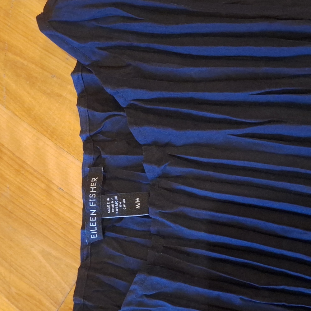 Eileen Fisher Crushed Silk Long Tank Top Navy Blue Size Medium - Picture 6 of 10